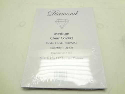 Diamond Medium Clear Covers Binder 7 mil size 8.5&#034; x 11&#034; Square Corner 100pack