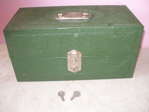 VINTAGE UNION STEEL METAL FILE BOX LOCK INDUSTRIAL Storage chest box WITH KEY