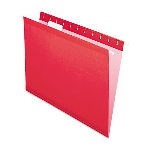 Reinforced hanging folders, 1/5 tab, letter, red, 25/box for sale