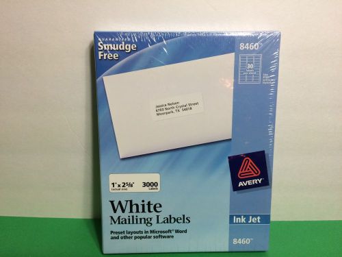 Avery Dennison 8460  Mailing Label - 1&#034; Width X 2.62&#034; Length 3000Labels