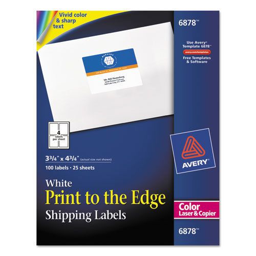 Shipping Labels for Color Laser &amp; Copier, 3-3/4 x 4-3/4, Matte White, 100/Pack