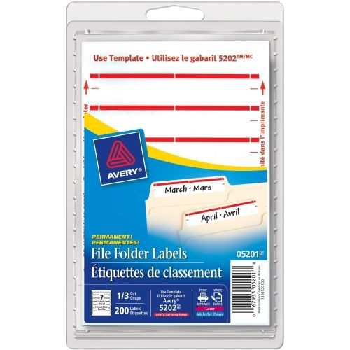 Avery Filing Label - 0.69&#034; W x 3.44&#034; L - 252 / Pack - Laser, Inkjet - Dark Red