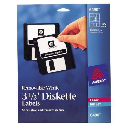 Avery Diskette Label - 3.50&#034; Length - 375 / Pack - 15/sheet - Laser, (6490)