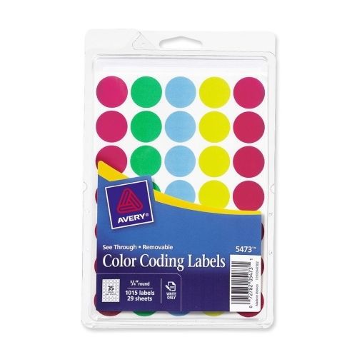 LOT OF 4 Avery See-Through Color Dots Label - 0.75&#034;D -1000/Pk -Assorted