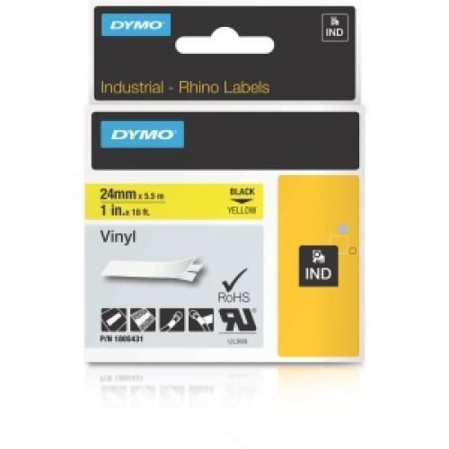 Dymo black on yellow color coded label - 1  width x 18 ft length - vinyl - therm for sale
