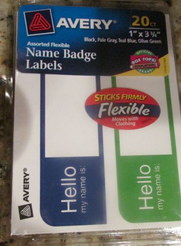 Brand New Pack of Avery Assorted Flexible Name Badge Labels - 20 Ct.