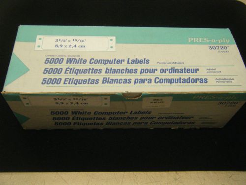 Pres-A-Ply Pin-Fed Computer Labels, 3 1/2 x 15/16, White, 5000/Box  AVE30720