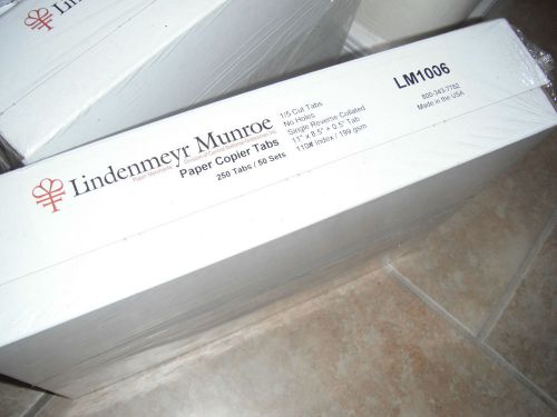 Lindenmeyr Munroe 50 set 250 Tab Paper Copier Tabs 1/5 Cut NoHole Single Reverse