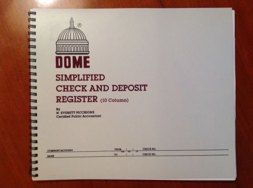 Dome #210 Check &amp; Deposit Register Book - 10 column NEW 10.25&#034; x 8.5&#034;