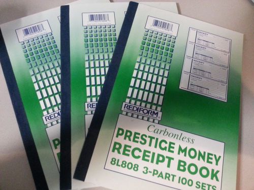 Money Receipt Book Carbonless Prestige 8l808 3-part 100 sets  (3 pack)