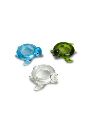 Set of 3 pcs 3&#034;Art Glass Turtle Desk Decor Magnifying Glass Assorted Colors