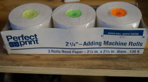 2 1/4&#034; adding machine rolls 3 rolls/bond paper 2 1/4 in. x 2 3/4 in. dia 130 ft for sale