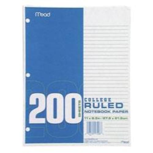 Mead Filler Paper 8-1/2&#039;&#039; x 11&#039;&#039; Col 200 Count