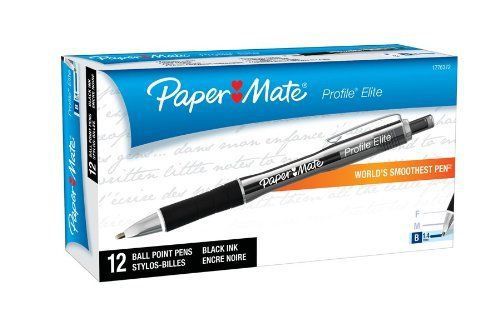 Paper mate 1776372 profile elite retractable ballpoint pen, bold point, black, for sale