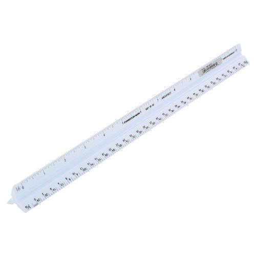 Staedtler Triangular Scale Plastic Architects Ruler, 12 In., White w/Color Groov