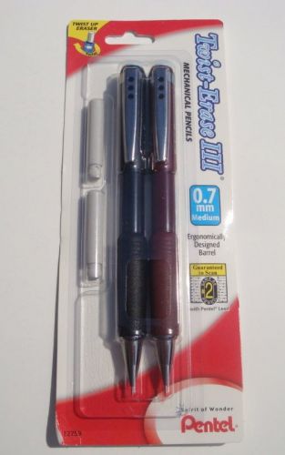 4 * PENTEL Twist Erase III BLACK &amp; MAROON BARRELS Auto Pencils 0.7mm