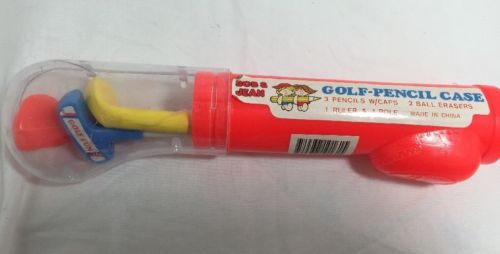 Bob &amp; Jean Golf-Pencil Case Red Case Clear Top