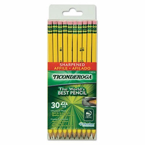 Ticonderoga Pre-Sharpened Pencil, #2, Yellow Barrel, 30/Pack (DIX13830)