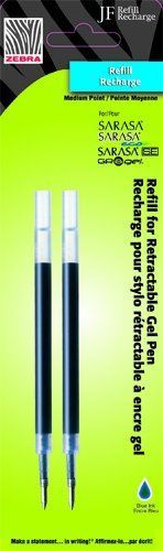 Zebra Pen Sarasa Gel Retractable Pen Refill - Medium Point - Blue - 2 (zeb87022)