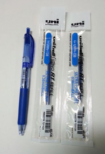 Uni-ball 138-0.38 roller gel pen blue ink (1pcs+2refill )