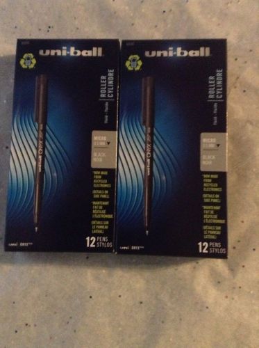 UniBall Uni-Ball Onyx Micro Roller Cylindre Pen, 0.5mm, Black Ink, 2 Box Of 12