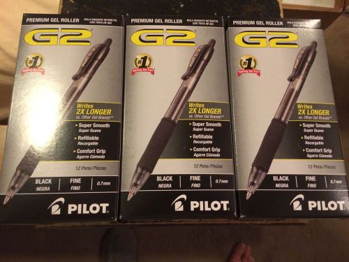 Here Are 3-brand New Dozens Of Pilot G2 0.7mm Fine Black Ink Gel Rt Pens-36 Pens