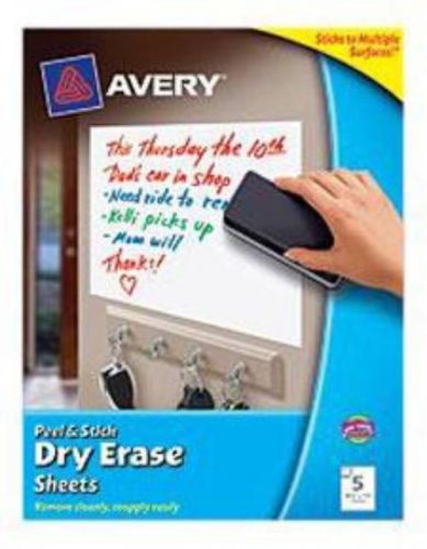 Avery Peel &amp; Stick Dry Erase Sheets 24302 8-1/2&#039;&#039; x 11&#039;&#039; Pack of 5