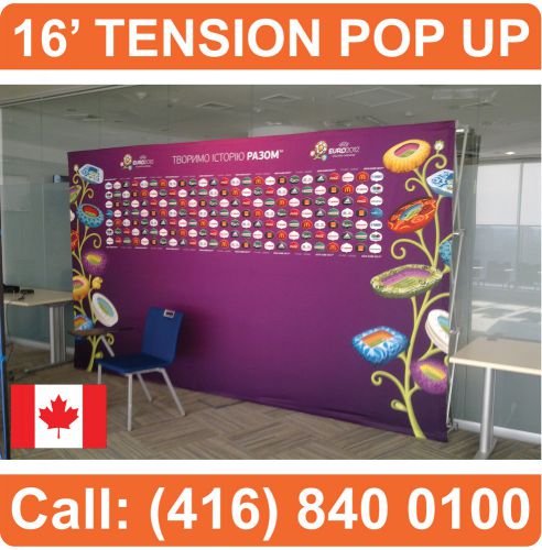 16&#039; wide tradeshow pro tension pop-up booth display banner stand + free graphics for sale