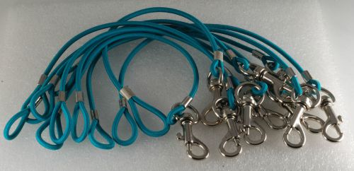 10 STRAIGHT AQUA  BLUE BUNGEE CORD KEY CHAIN ID CARD CELL PHONE  NEW LOT OF 10