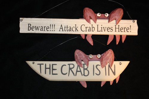 (2)pcs,CRAB IS IN,ATTACK,FUNNY,HOME,OFFICE,SIGN,FUNNY OFFICE SIGN,FUNNY,OFFICE