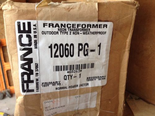 12060 PG-1 NEW Franceformer Neon Transformer 120 Volts 60 Hz SEC 12000 Volts