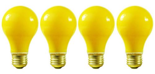 (4 Pack) 100A19/BUG 100W A19 130V Yellow Repellent Bug Light Bulb Lamp E26 Base