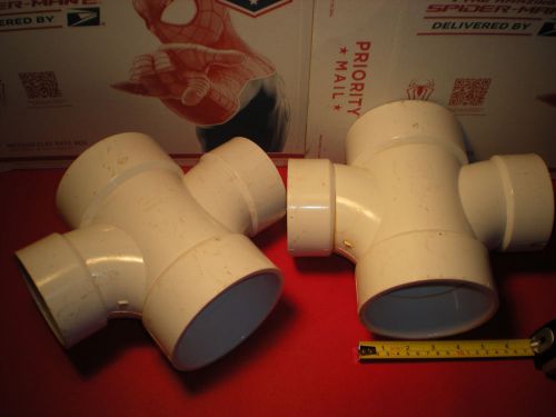 Lot of 2 nibco 3&#034; x 4&#034; 4 way schedule 40 pvc plumbing fittings nos for sale