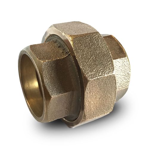 Union, 1-1/2&#034; Pipe Fitting, Socket Weld, Red Brass/Bronze
