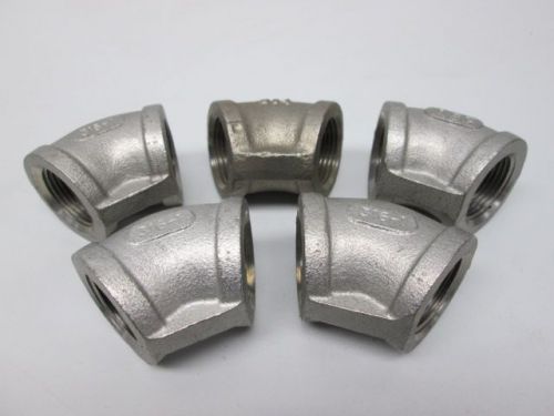 Lot 5 new asp 304 316-1 assorted pipe elbow fitting 45 deg ss 1 in d241229 for sale