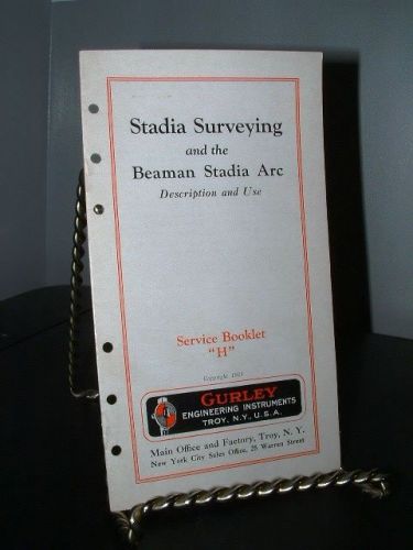 Gurley Engineering Surveying Stadia Beaman Arc Booklet - 1929 - 16 Pages - Good