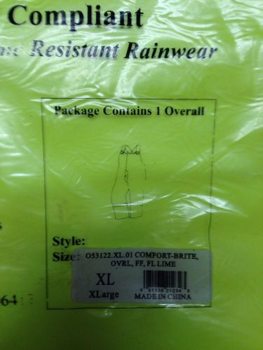 New flame resistant tingley comfort brite rain wear overall / bib and jacket xl for sale