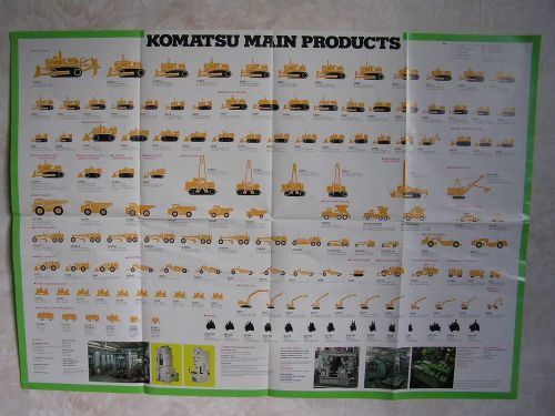 Vintage KOMATSU Poster Main Products Excavator Trucks Dozer Japan