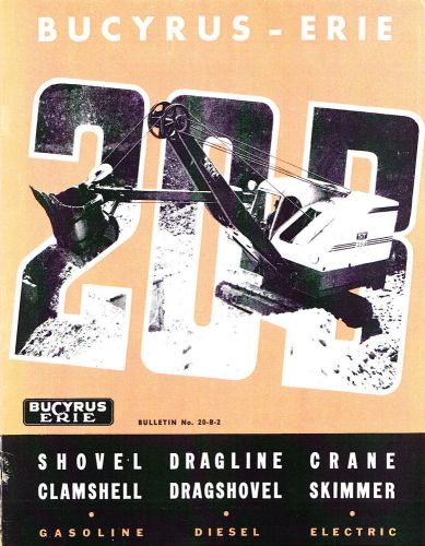 Bucyrus erie 20-b shovel, dragline, crane, catalog - prob 1950s - reprint for sale