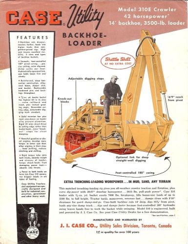 Equipment Brochure - Case - 310E - Utility Backhoe Wheel Crawler c1960s (E1556)