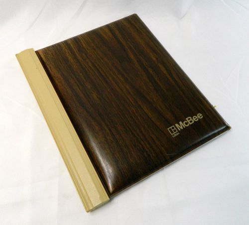 Retro Woodgrain Padded Folding Clip Board Bookkeeping McBee 9000 Vtg Brown