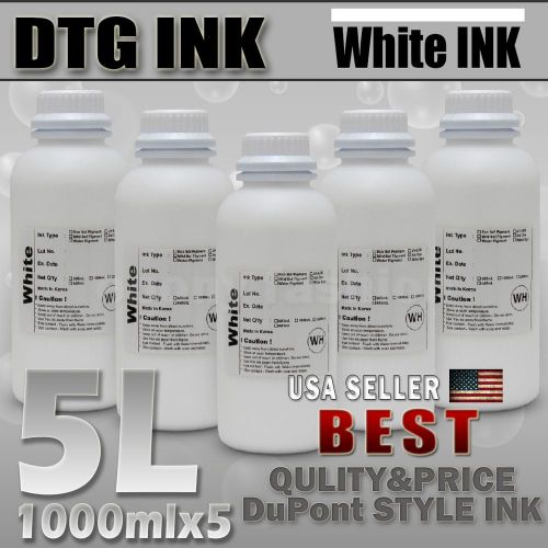 5000ml WHITE INK DTG VIPER DuPont Style ink Textile ink 1L X 5 = 5 BOTTLES