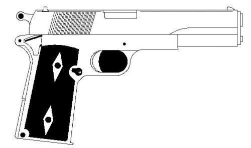 1911 .45 pistol DXF file for CNC laser, plasma cutter,or router