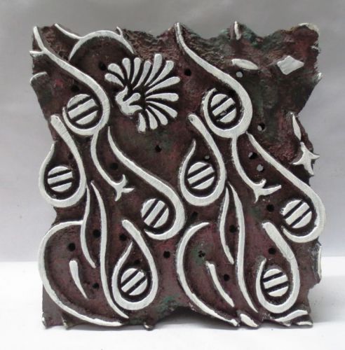 INDIAN WOODEN HAND CARVED TEXTILE PRINTING ON FABRIC BLOCK STAMP IMPRESSION TOOL
