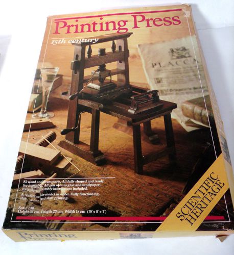 Letterpress 15th Century Type Printing Press 1:10 Scale Wooden Model