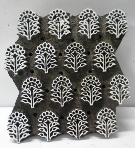 INDIAN WOODEN HAND CARVED TEXTILE PRINTING ON FABRIC BLOCK STAMP DESIGN HOT 202