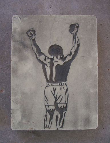 Art Wood Printing Block-PRIZE FIGHTER-Male BOXER-Original Negative-Sports Boxing