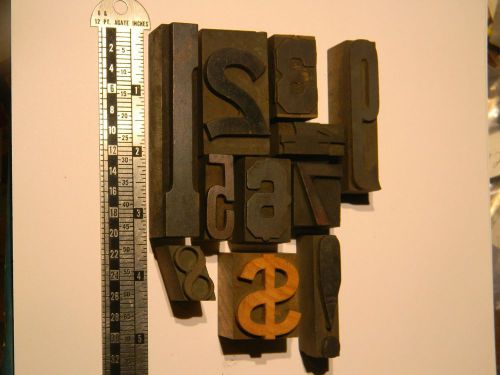 Lot of 11 Antique Letterpress wood type Numbers printing blocks pinterest crafts