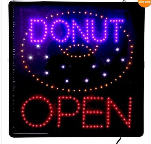 New Large LED Donut Open Business Motion Sign 23.5&#034; X 23.5&#034; U.S.A  Seller #71