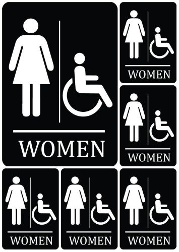 Women bathroom sign set of 6 girl restroom wheelchair accessible access s107 for sale